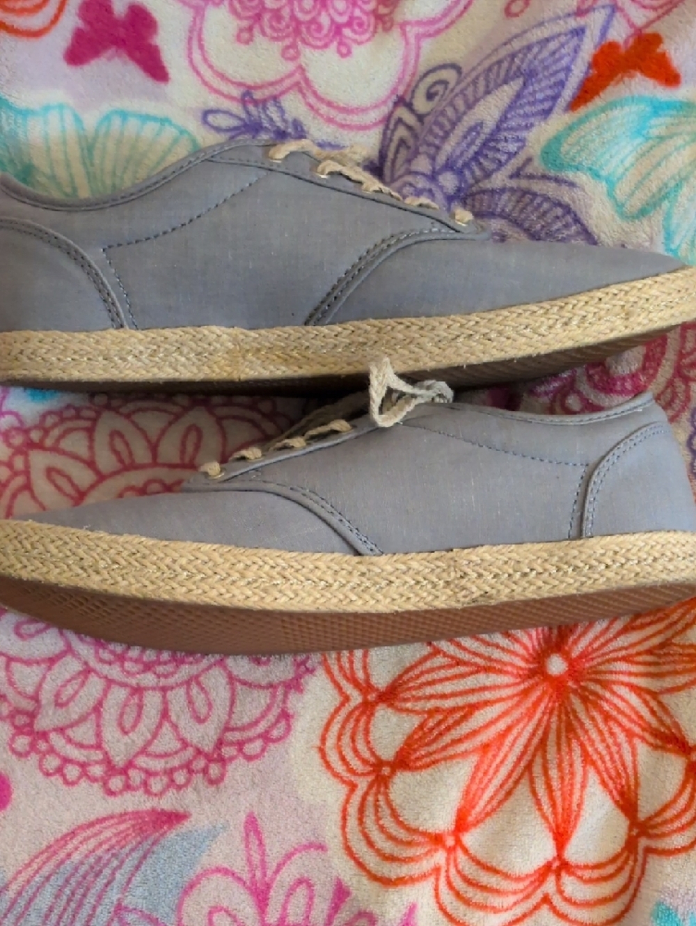 Vans Atwood Light Gray-Blue Canvas Low-Top Sneakers with Rope Trim Womens Size 9 - Picture 6 of 10
